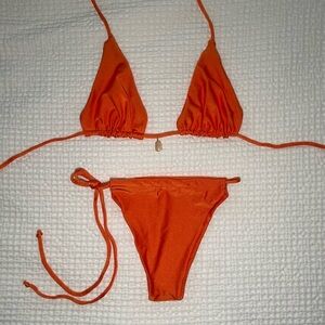 sexy skimpy unlined orange bikini set